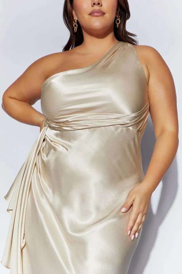 Women Meshki Dresses Calliope One Shoulder Maxi Dress 8211 Champagne