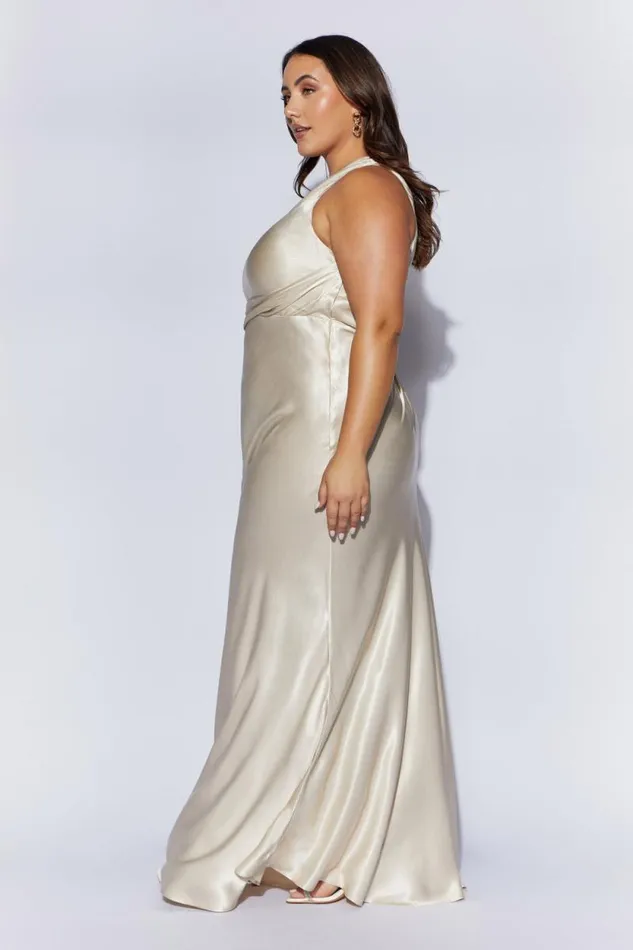 Women Meshki Dresses Calliope One Shoulder Maxi Dress 8211 Champagne