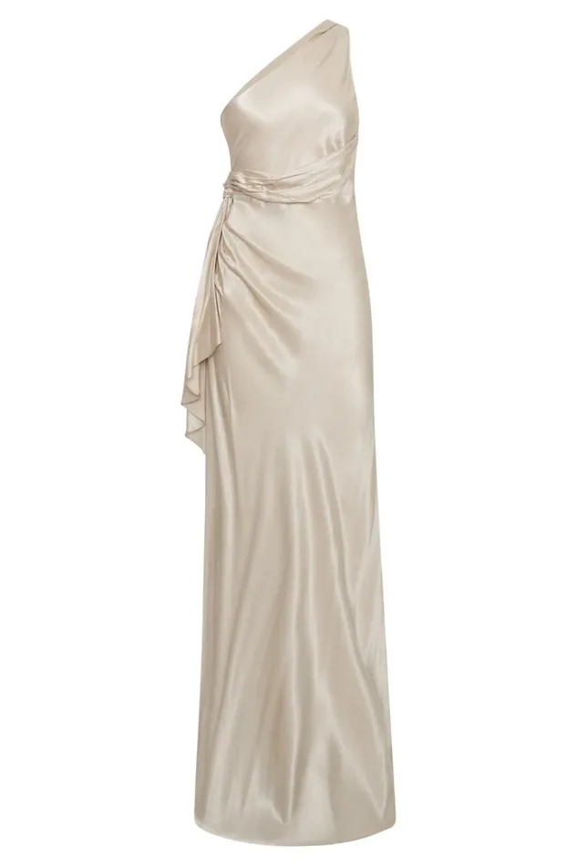 Women Meshki Dresses Calliope One Shoulder Maxi Dress 8211 Champagne