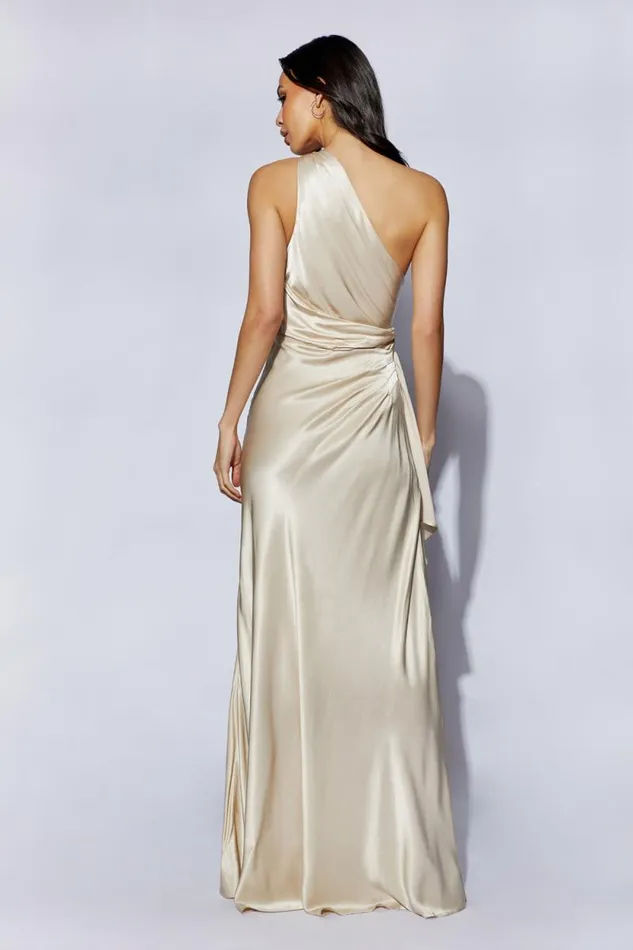 Women Meshki Dresses Calliope One Shoulder Maxi Dress 8211 Champagne