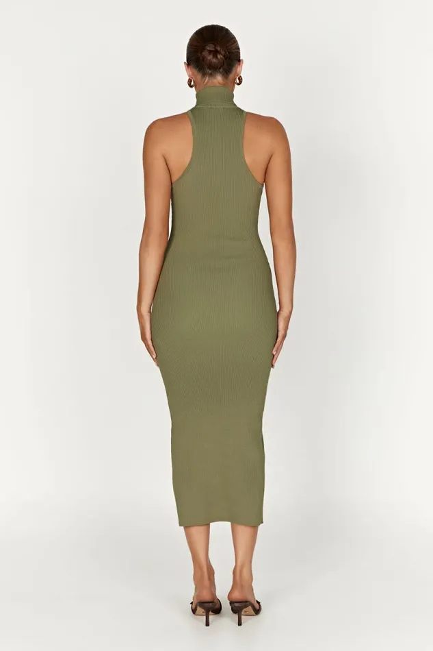 Women Meshki Dresses Connie Turtleneck Knit Midi Dress 8211 Olive