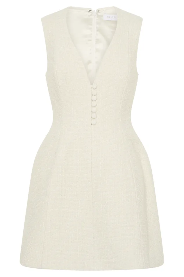Women Meshki Dresses Danna Boucle Mini Dress With Pleats 8211 White