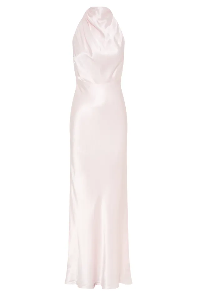 Women Meshki Dresses Esther Iridescent Satin Cowl Maxi Dress 8211 Pale Pink