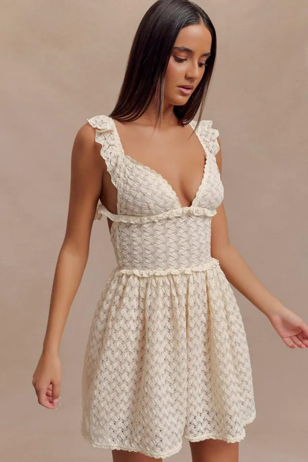 Women Meshki Dresses Ezra Lace Mini Dress 8211 Ivory