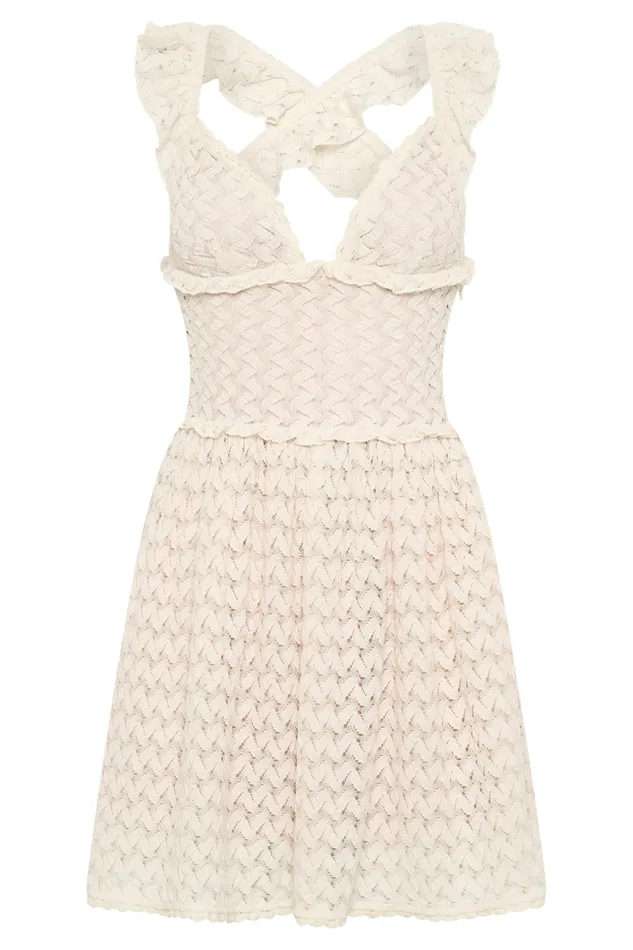 Women Meshki Dresses Ezra Lace Mini Dress 8211 Ivory
