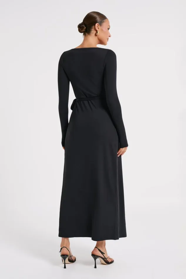Women Meshki Dresses Gillian Recycled Nylon Wrap Maxi Dress 8211 Black