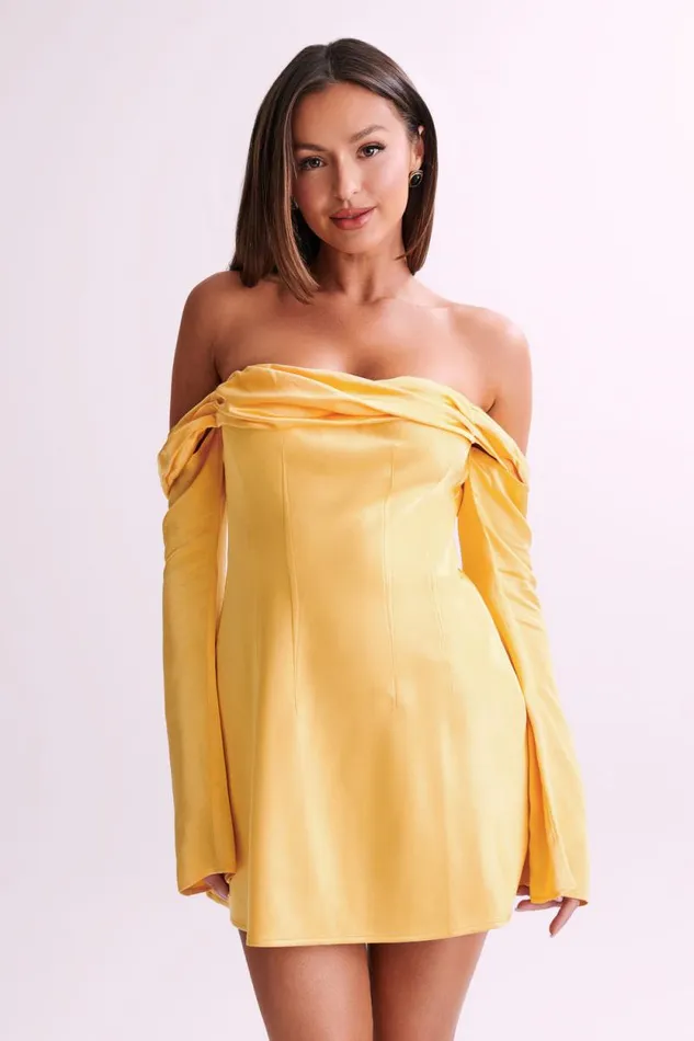 Women Meshki Dresses Giselle Off Shoulder Satin Mini Dress 8211 Mango
