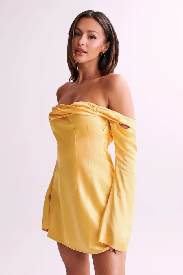 Women Meshki Dresses Giselle Off Shoulder Satin Mini Dress 8211 Mango