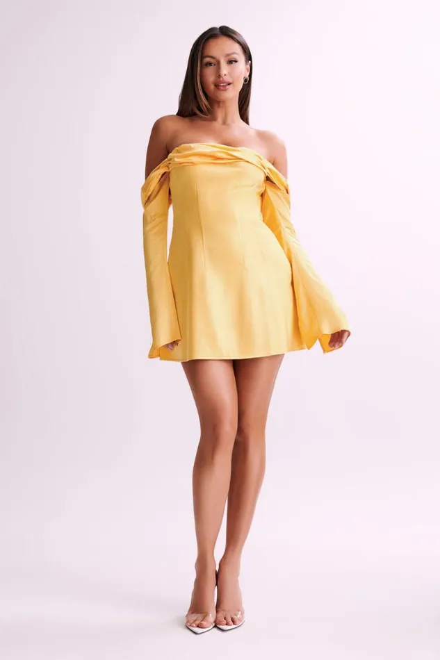 Women Meshki Dresses Giselle Off Shoulder Satin Mini Dress 8211 Mango