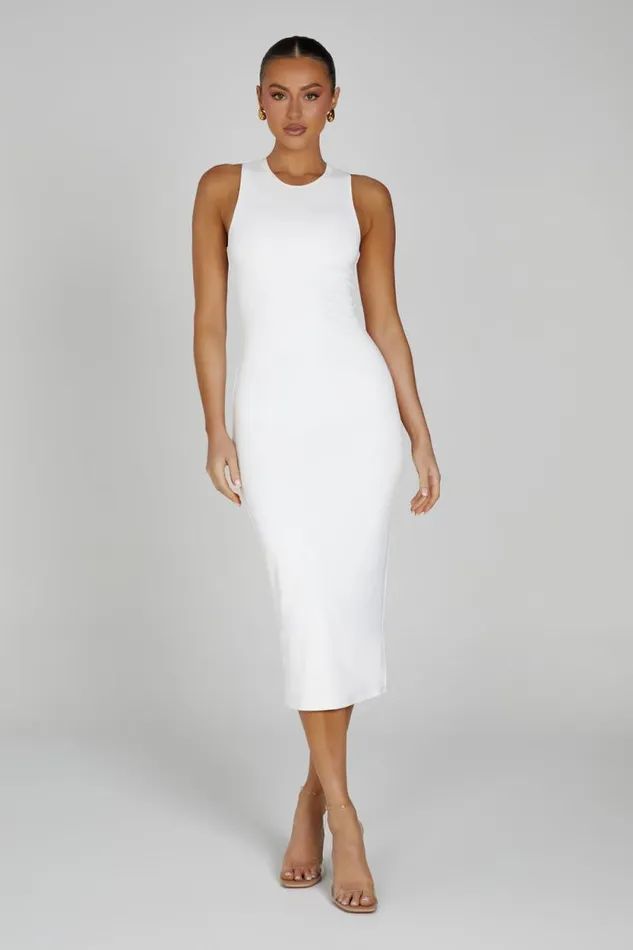 Women Meshki Dresses Jill Sleeveless Tank Midi Dress 8211 White