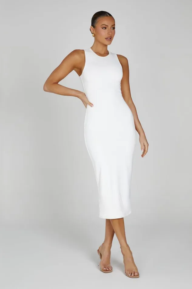 Women Meshki Dresses Jill Sleeveless Tank Midi Dress 8211 White