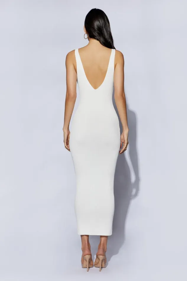Women Meshki Dresses Jodie V Neck Midi Dress 8211 Off White