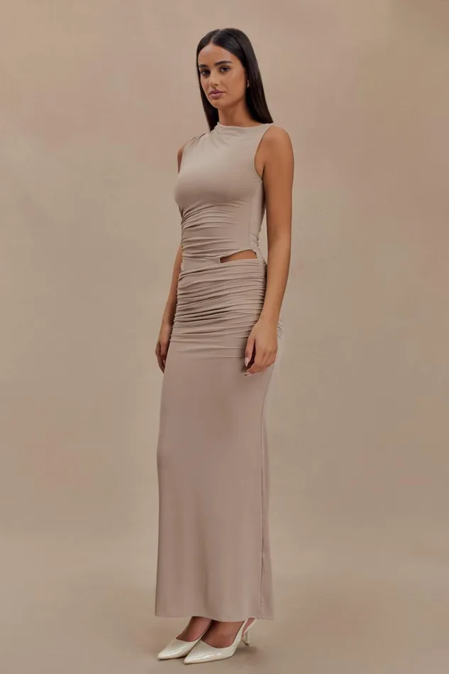 Women Meshki Dresses Kaia Slinky Cut Out Maxi Dress 8211 Taupe