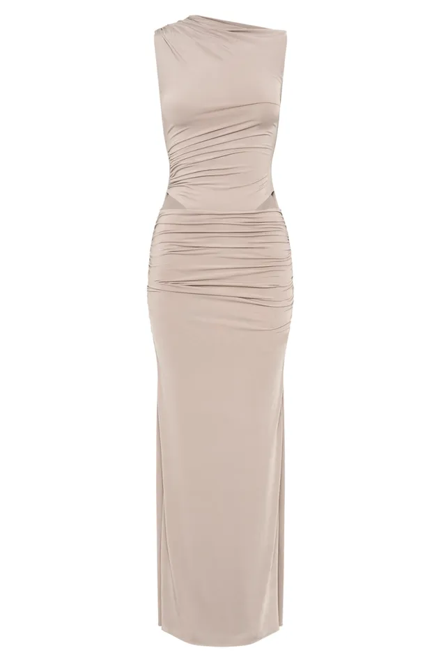 Women Meshki Dresses Kaia Slinky Cut Out Maxi Dress 8211 Taupe