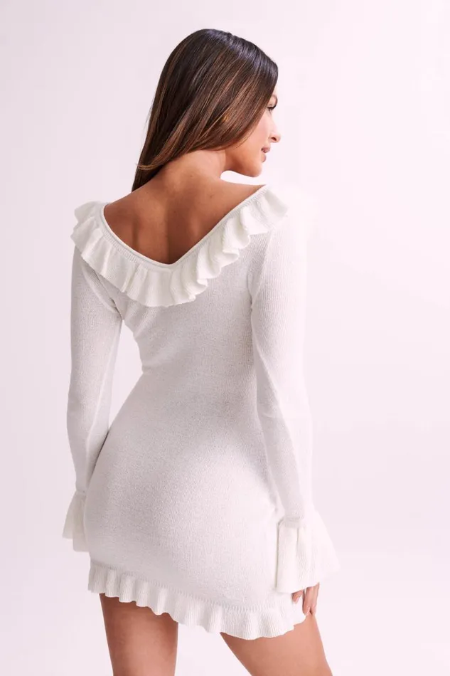 Women Meshki Dresses Karolina Knit Mini Dress With Frill 8211 White