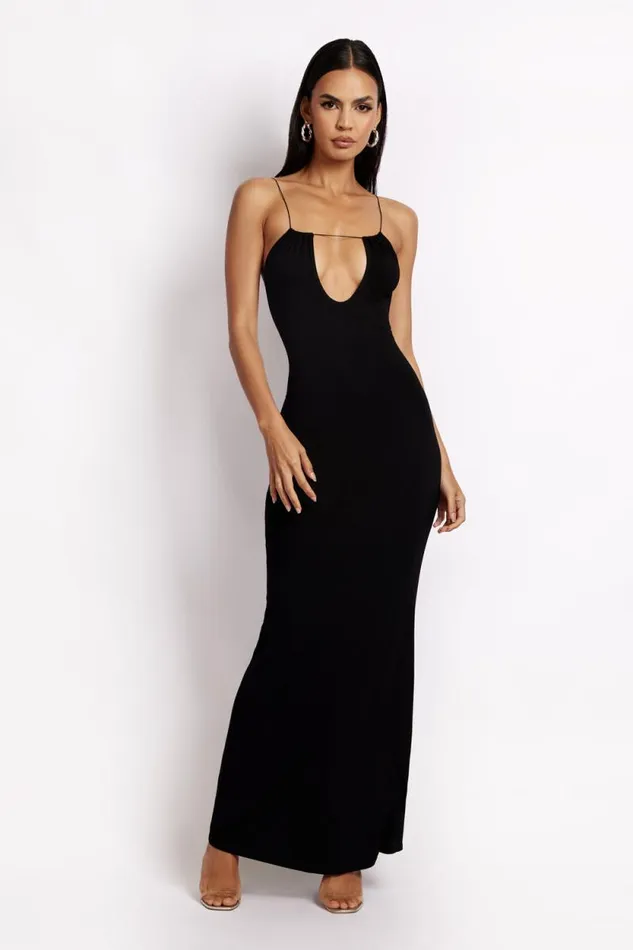 Women Meshki Dresses Kirsty Strappy Circle Cutout Maxi Dress 8211 Black