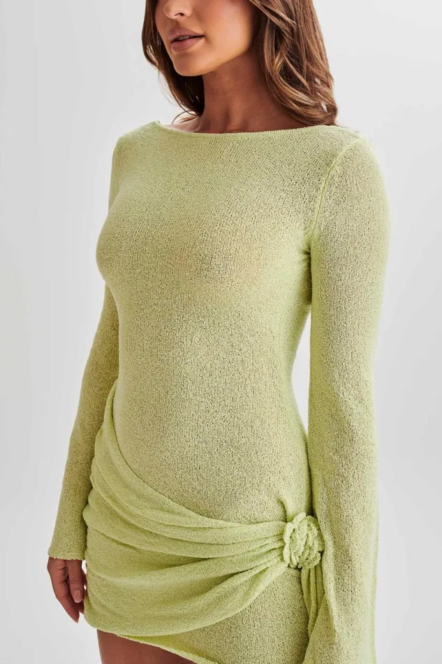 Women Meshki Dresses Liana Long Sleeve Knit Mini Dress 8211 Apple