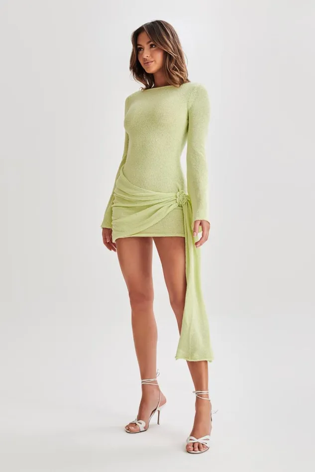 Women Meshki Dresses Liana Long Sleeve Knit Mini Dress 8211 Apple