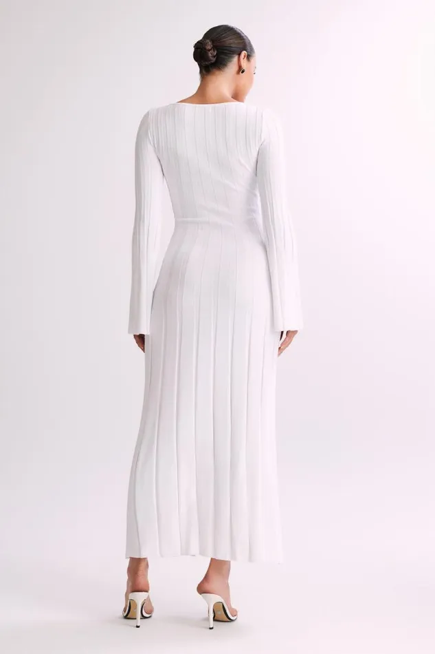 Women Meshki Dresses Mabel Long Sleeve Knit Maxi Dress 8211 White