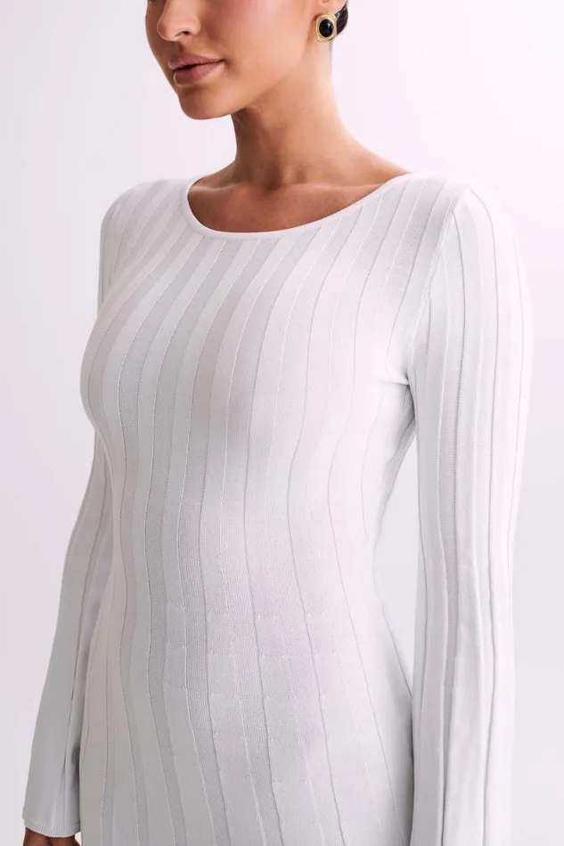 Women Meshki Dresses Mabel Long Sleeve Knit Maxi Dress 8211 White