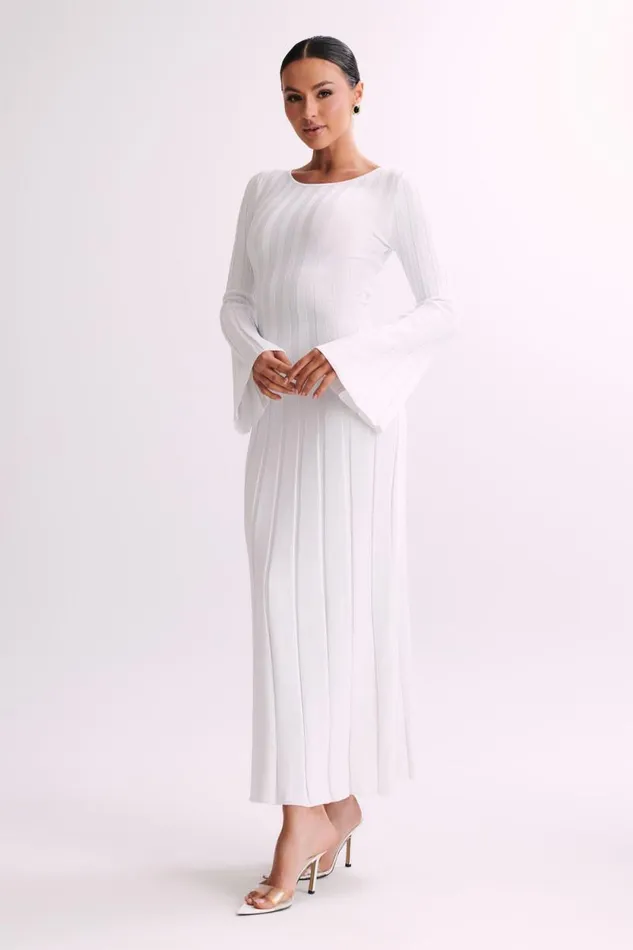 Women Meshki Dresses Mabel Long Sleeve Knit Maxi Dress 8211 White