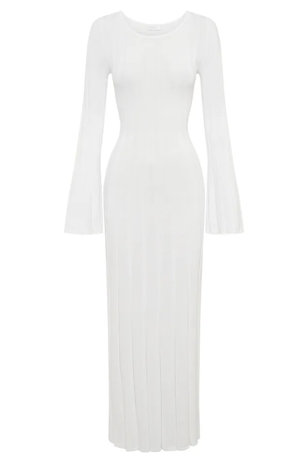 Women Meshki Dresses Mabel Long Sleeve Knit Maxi Dress 8211 White