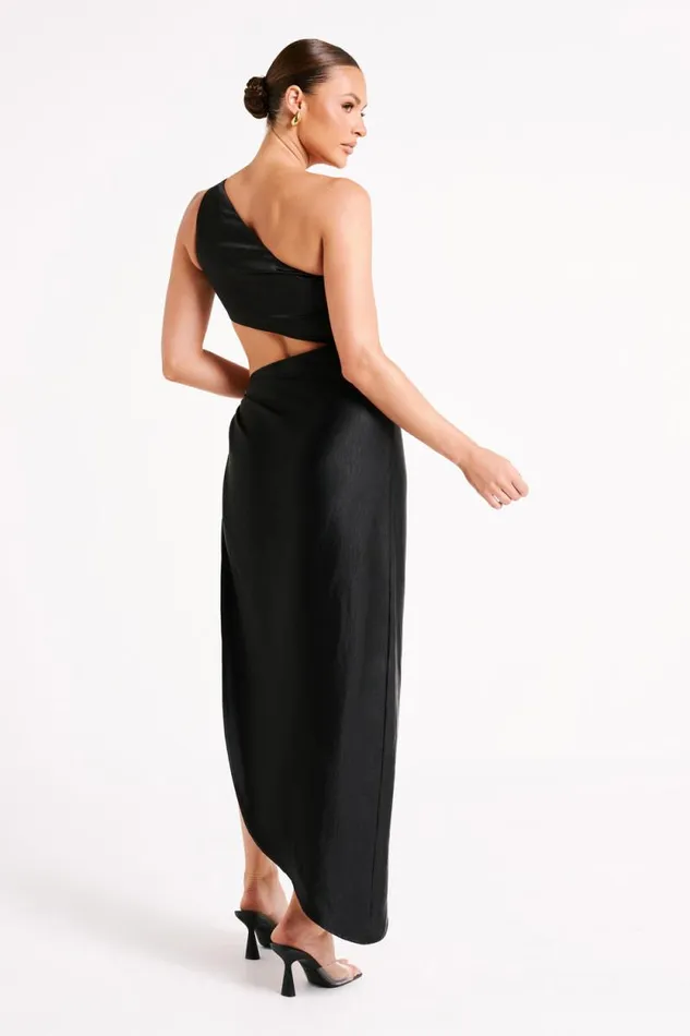 Women Meshki Dresses Navarah One Shoulder Midi Dress 8211 Black