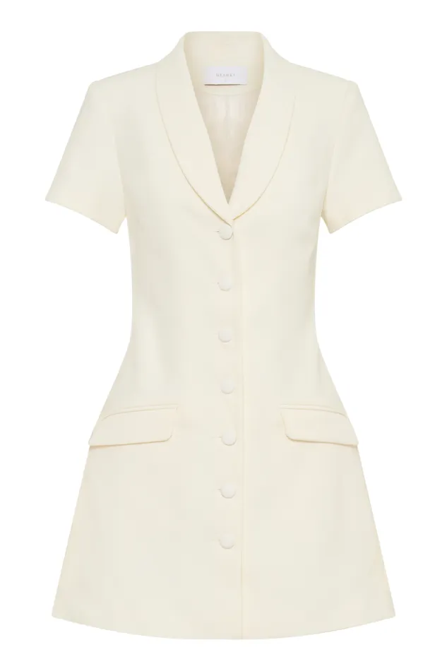 Women Meshki Dresses Paolina Collared Suiting Mini Dress 8211 Ivory
