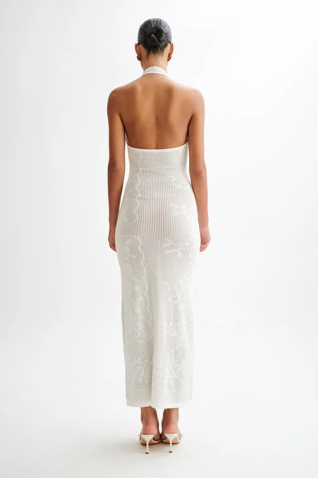 Women Meshki Dresses Patrizia Knit Halter Maxi Dress 8211 Ivory