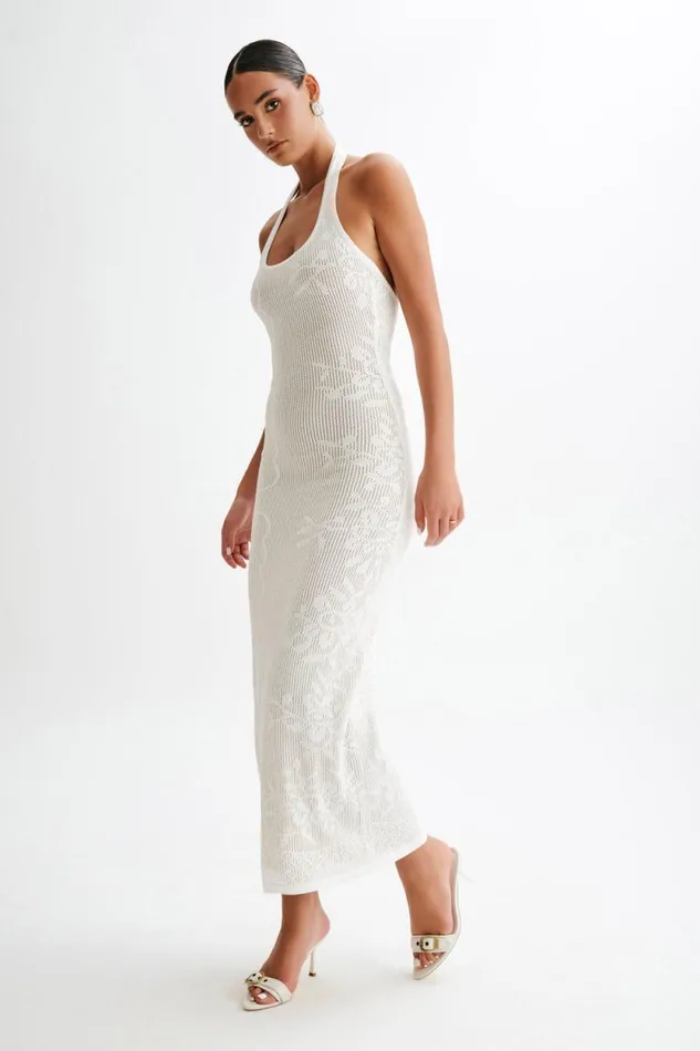 Women Meshki Dresses Patrizia Knit Halter Maxi Dress 8211 Ivory