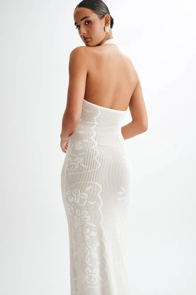 Women Meshki Dresses Patrizia Knit Halter Maxi Dress 8211 Ivory