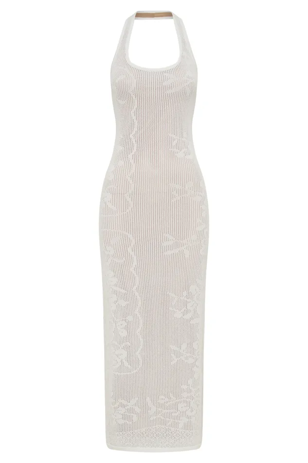 Women Meshki Dresses Patrizia Knit Halter Maxi Dress 8211 Ivory