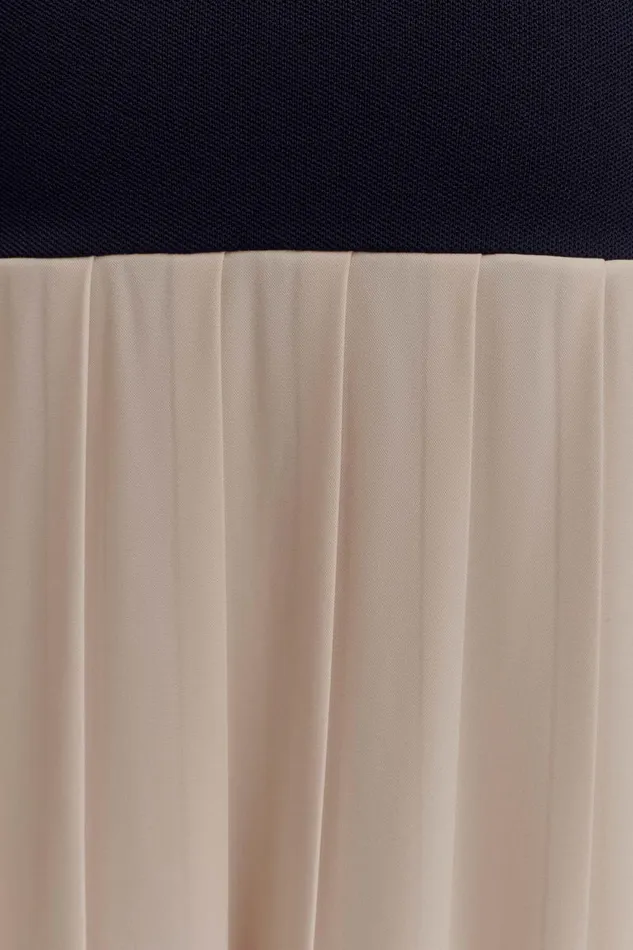 Women Meshki Dresses Presley Contrast Knit Off Shoulder Maxi Dress 8211 Navy And Cream