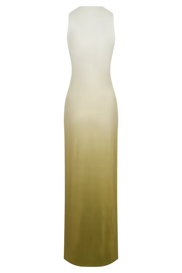 Women Meshki Dresses Stella Draped Slinky Maxi Dress 8211 Ombre Vintage Olive