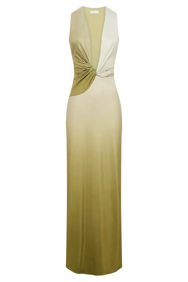 Women Meshki Dresses Stella Draped Slinky Maxi Dress 8211 Ombre Vintage Olive