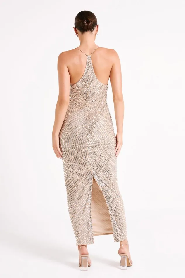 Women Meshki Dresses Tierra Sequin Maxi Dress 8211 Silver