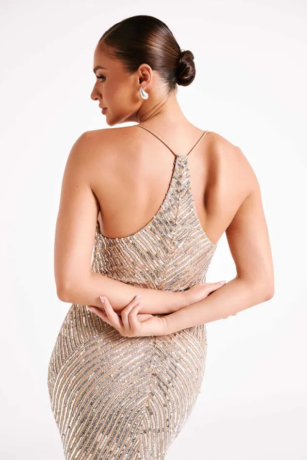 Women Meshki Dresses Tierra Sequin Maxi Dress 8211 Silver