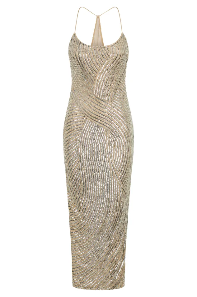 Women Meshki Dresses Tierra Sequin Maxi Dress 8211 Silver