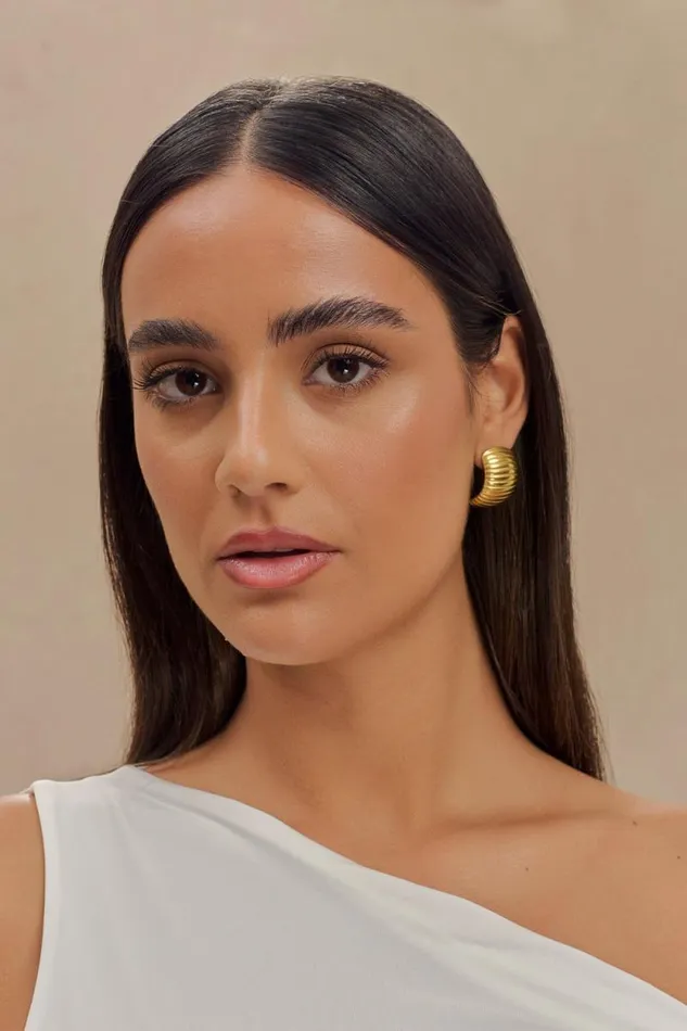 Women Meshki Jewellery Amelia Textured Hoop 8211 Gold