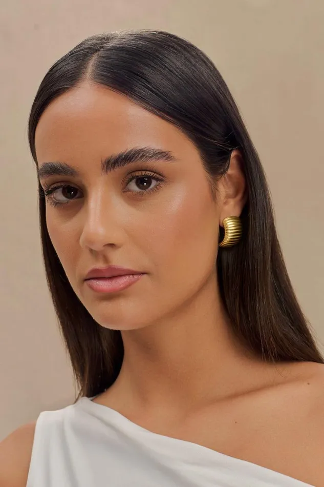 Women Meshki Jewellery Amelia Textured Hoop 8211 Gold