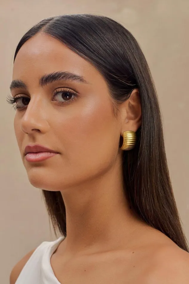Women Meshki Jewellery Amelia Textured Hoop 8211 Gold