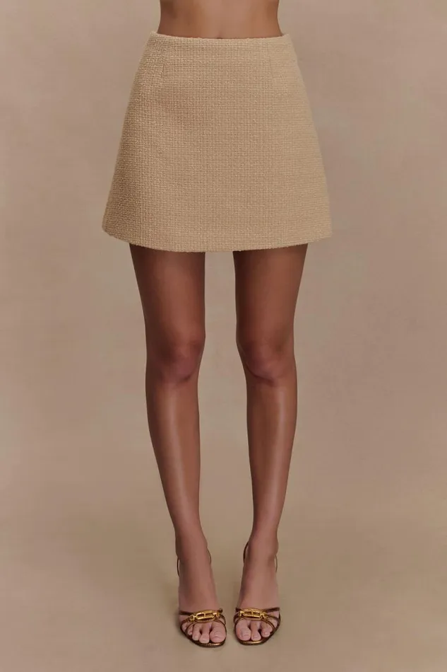 Women Meshki Outerwear Camilla Boucle Mini Skirt 8211 Light Taupe