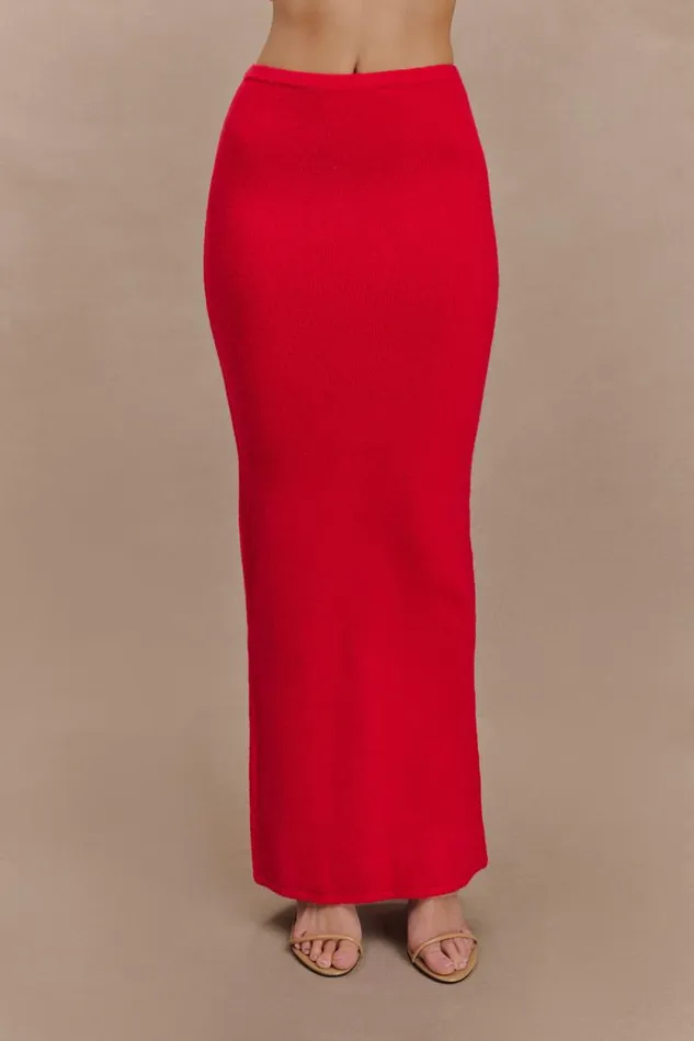 Women Meshki Shoes Elise Knit Maxi Skirt 8211 Red