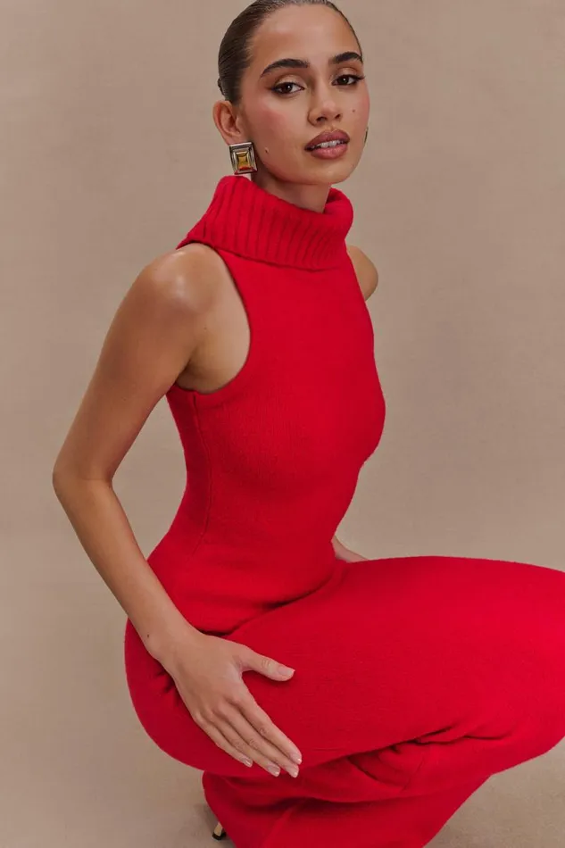 Women Meshki Shoes Elise Knit Maxi Skirt 8211 Red