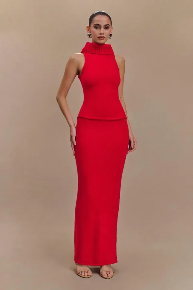 Women Meshki Shoes Elise Knit Maxi Skirt 8211 Red