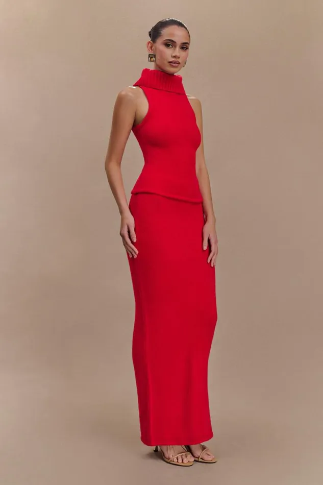 Women Meshki Shoes Elise Knit Maxi Skirt 8211 Red