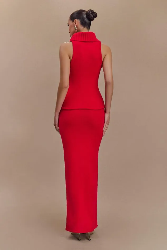 Women Meshki Shoes Elise Knit Maxi Skirt 8211 Red