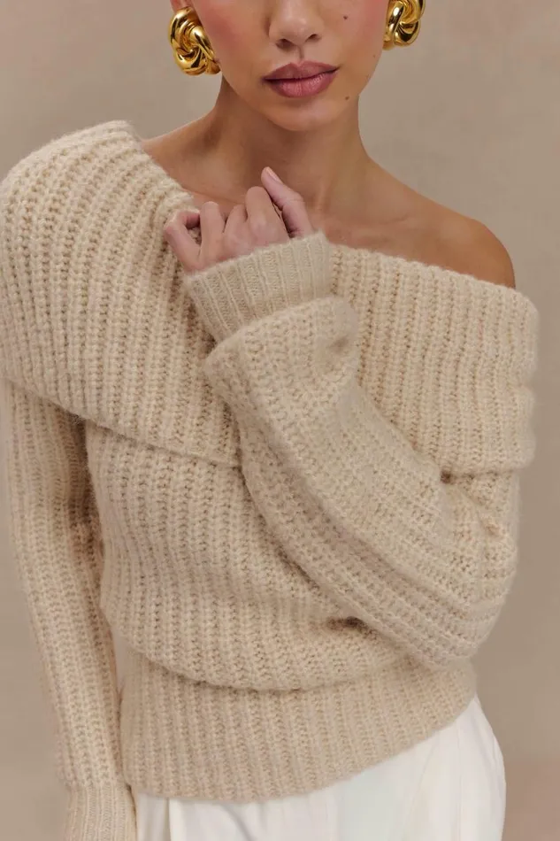 Women Meshki Tops Alicia Off Shoulder Knit Top 8211 Cream