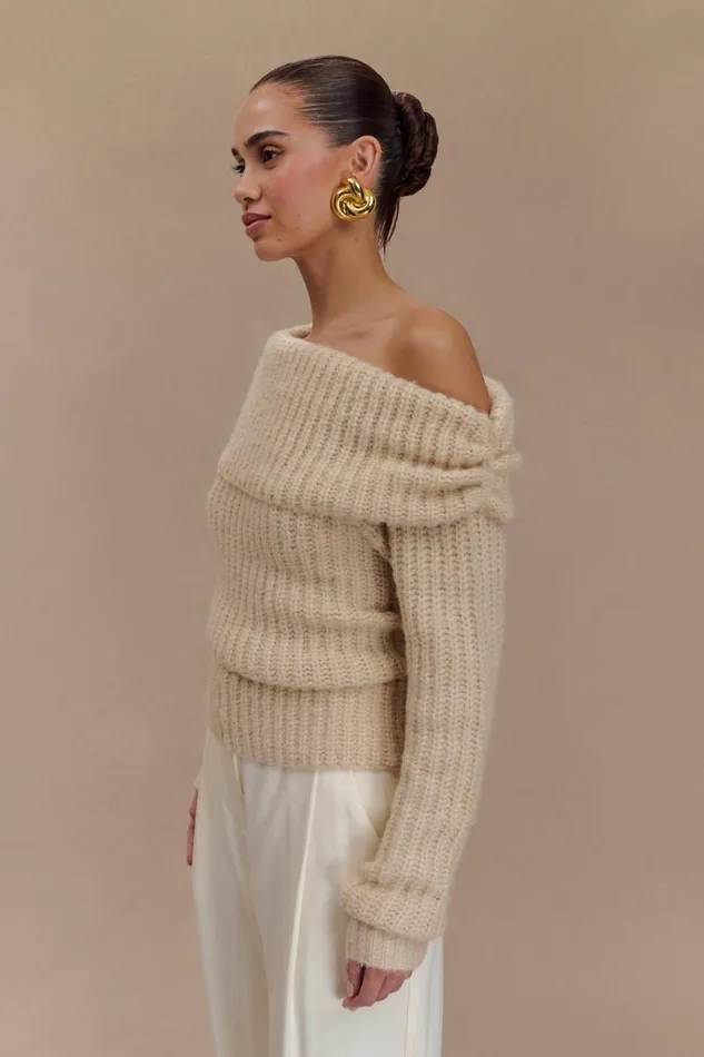 Women Meshki Tops Alicia Off Shoulder Knit Top 8211 Cream