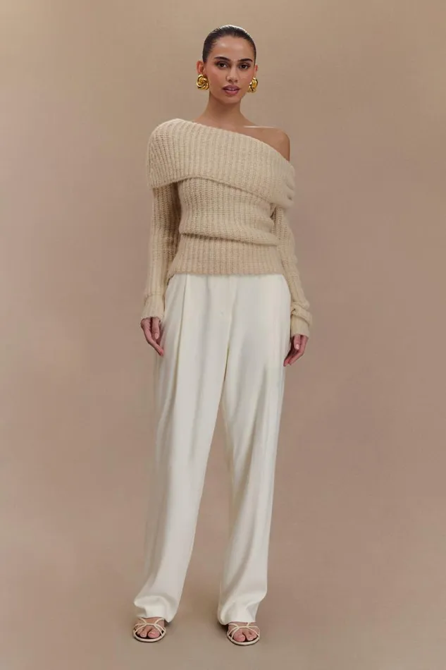 Women Meshki Tops Alicia Off Shoulder Knit Top 8211 Cream